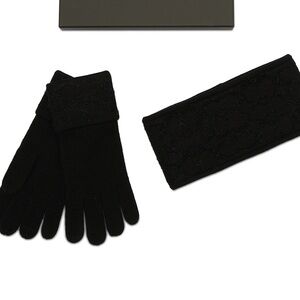 Coach Black Knit Headband and gloves Accessory Set